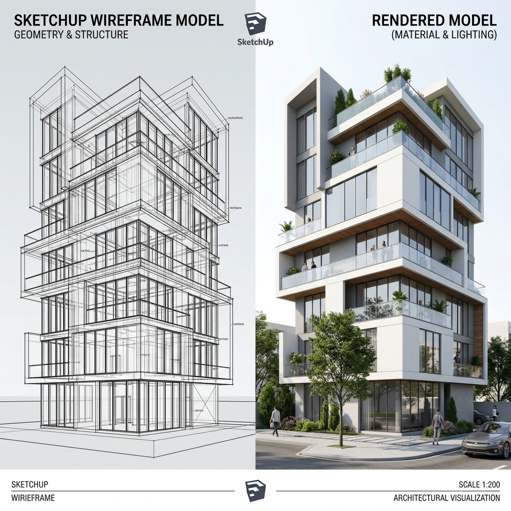 3D SketchUp model of a building